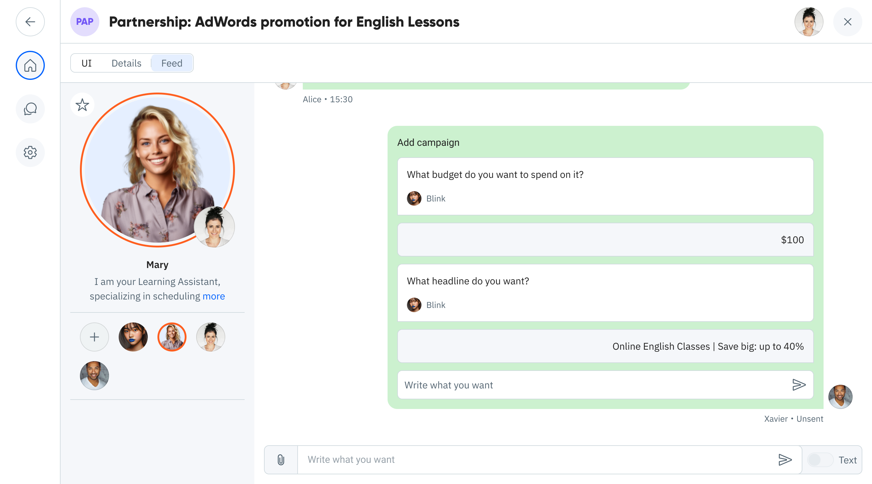 Active agreement showing bookings